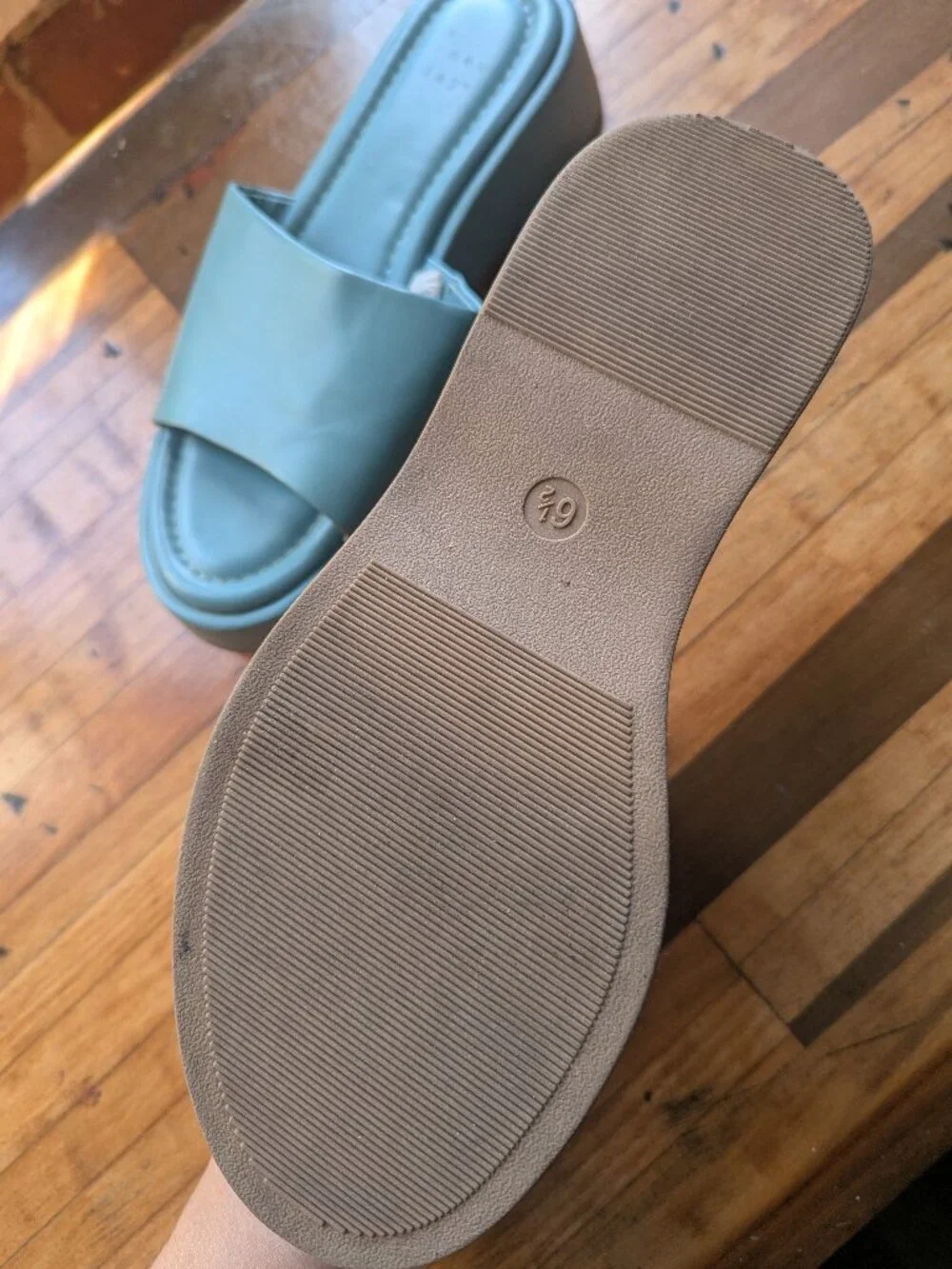 Carlita Platform Slide Sandals - A New Day, Teal, Size 6.5